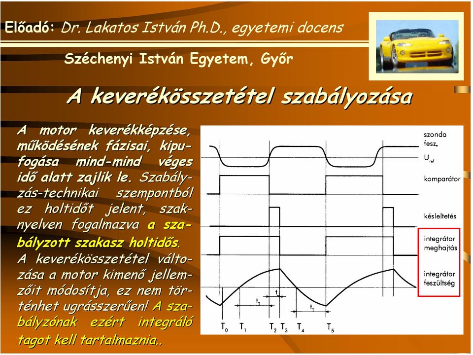 Szabály- zás-technikai szempontból ez holtidőt jelent, szak- nyelven fogalmazva a sza- bályzott