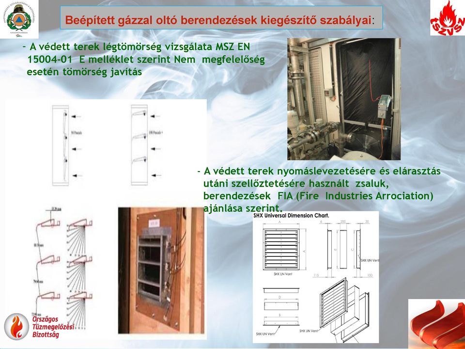 esetén tömörség javítás - A védett terek nyomáslevezetésére és elárasztás utáni