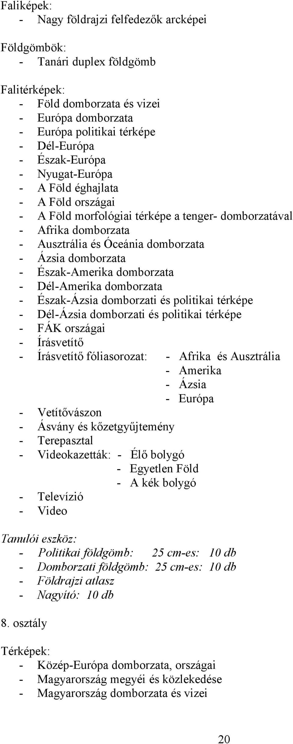 Észak-Amerika domborzata - Dél-Amerika domborzata - Észak-Ázsia domborzati és politikai térképe - Dél-Ázsia domborzati és politikai térképe - FÁK országai - Írásvetítő - Írásvetítő fóliasorozat: -