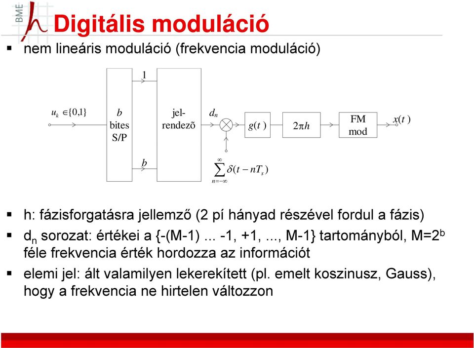 sorozat: értékei a {-(M-1)... -1, +1,.