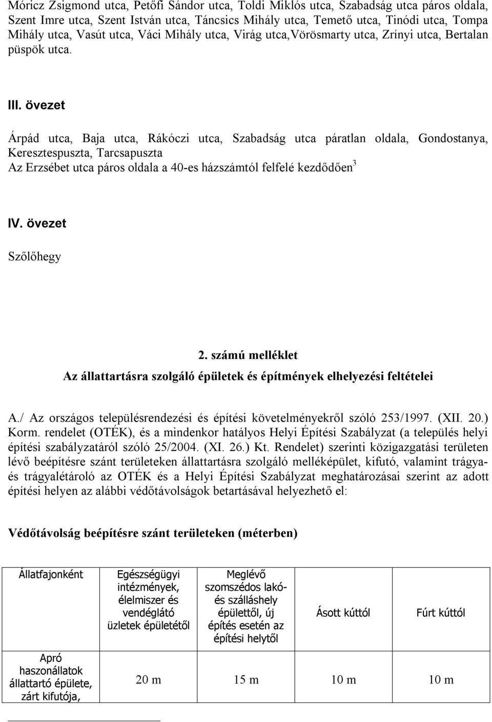 övezet Árpád utca, Baja utca, Rákóczi utca, Szabadság utca páratlan oldala, Gondostanya, Keresztespuszta, Tarcsapuszta Az Erzsébet utca páros oldala a 40-es házszámtól felfelé kezdődően 3 IV.