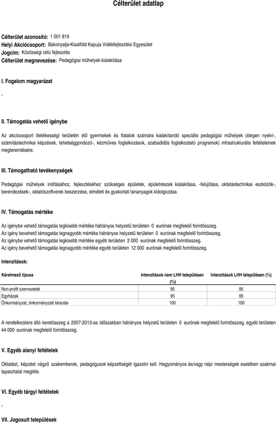 Támogatás vehető igénybe Az akciócsoport illetékességi területén élő gyermekek és fiatalok számára kialakítandó speciális pedagógiai műhelyek (idegen nyelvi, számítástechnikai képzések,