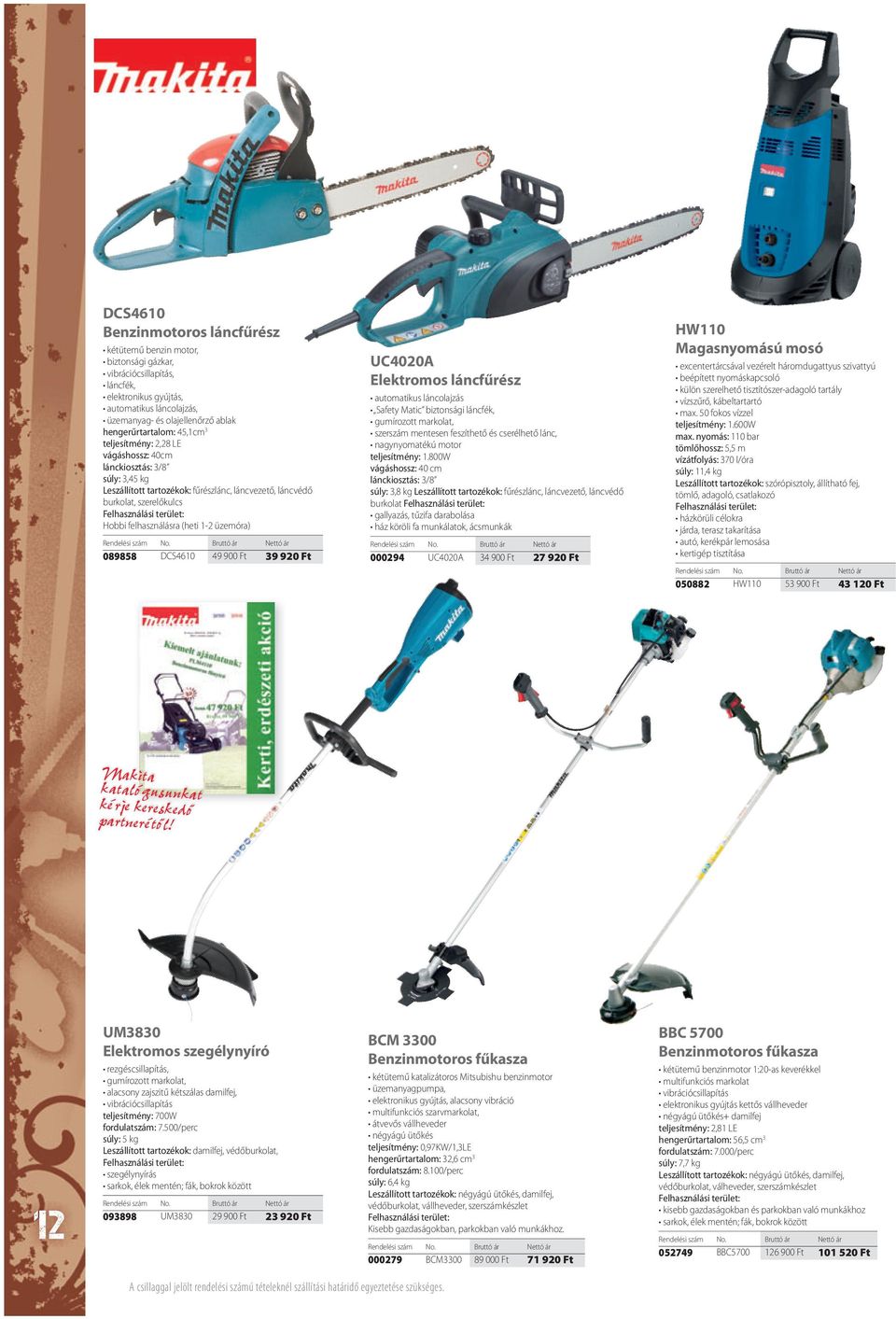 (heti 1-2 üzemóra) 089858 DCS4610 49 900 Ft 39 920 Ft UC4020A Elektromos láncfűrész automatikus láncolajzás Safety Matic biztonsági láncfék, gumírozott markolat, szerszám mentesen feszíthető és