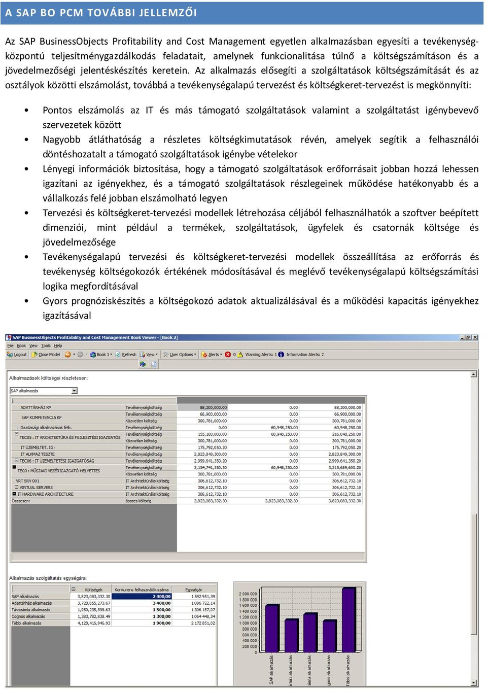 Az alkalmazás elősegíti a szolgáltatások költségszámítását és az osztályok közötti elszámolást, továbbá a tevékenységalapú tervezést és költségkeret-tervezést is megkönnyíti: Pontos elszámolás az IT