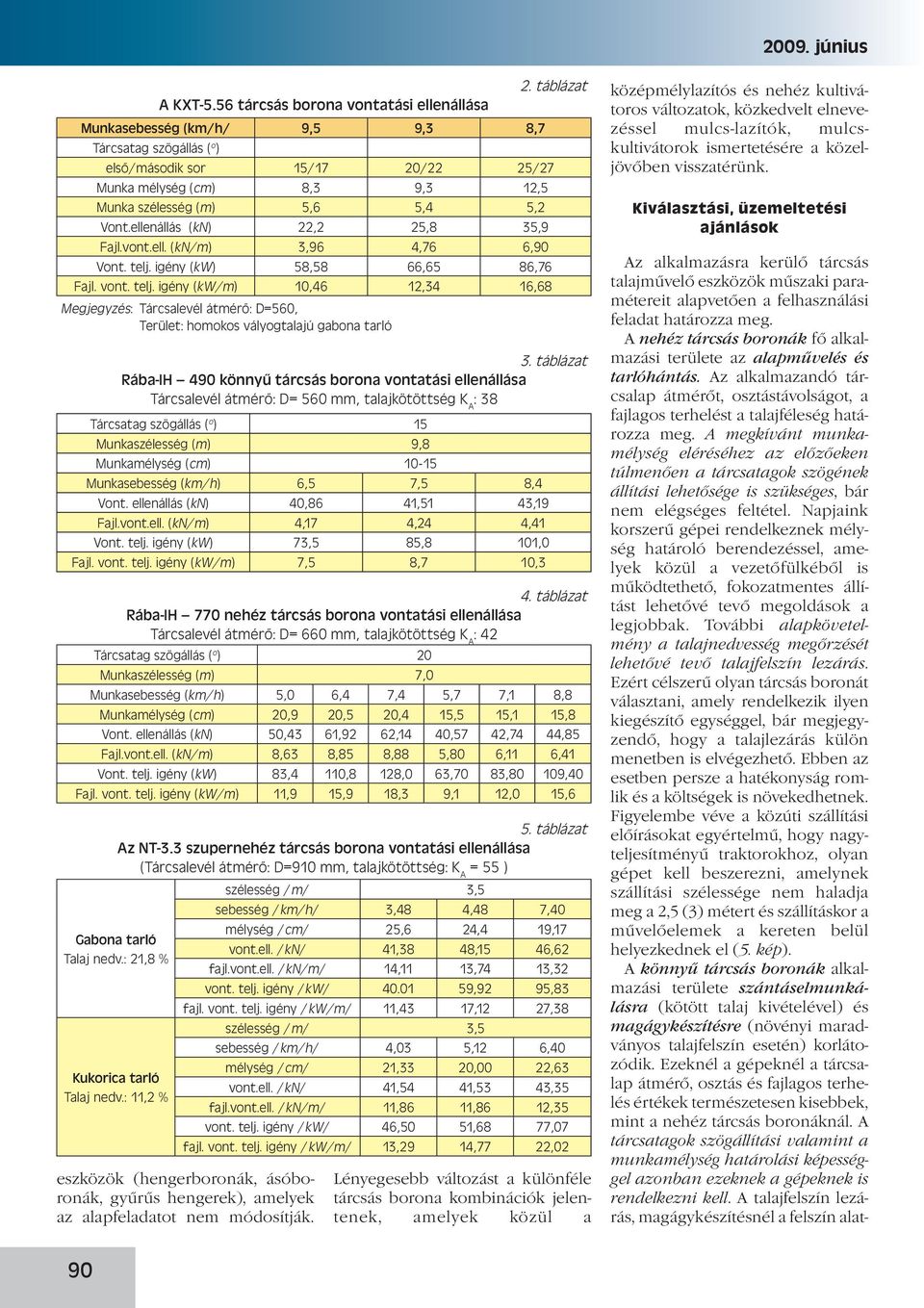 Vont.ellenállás (kn) 22,2 25,8 35,9 Fajl.vont.ell. (kn/m) 3,96 4,76 6,90 Vont. telj.