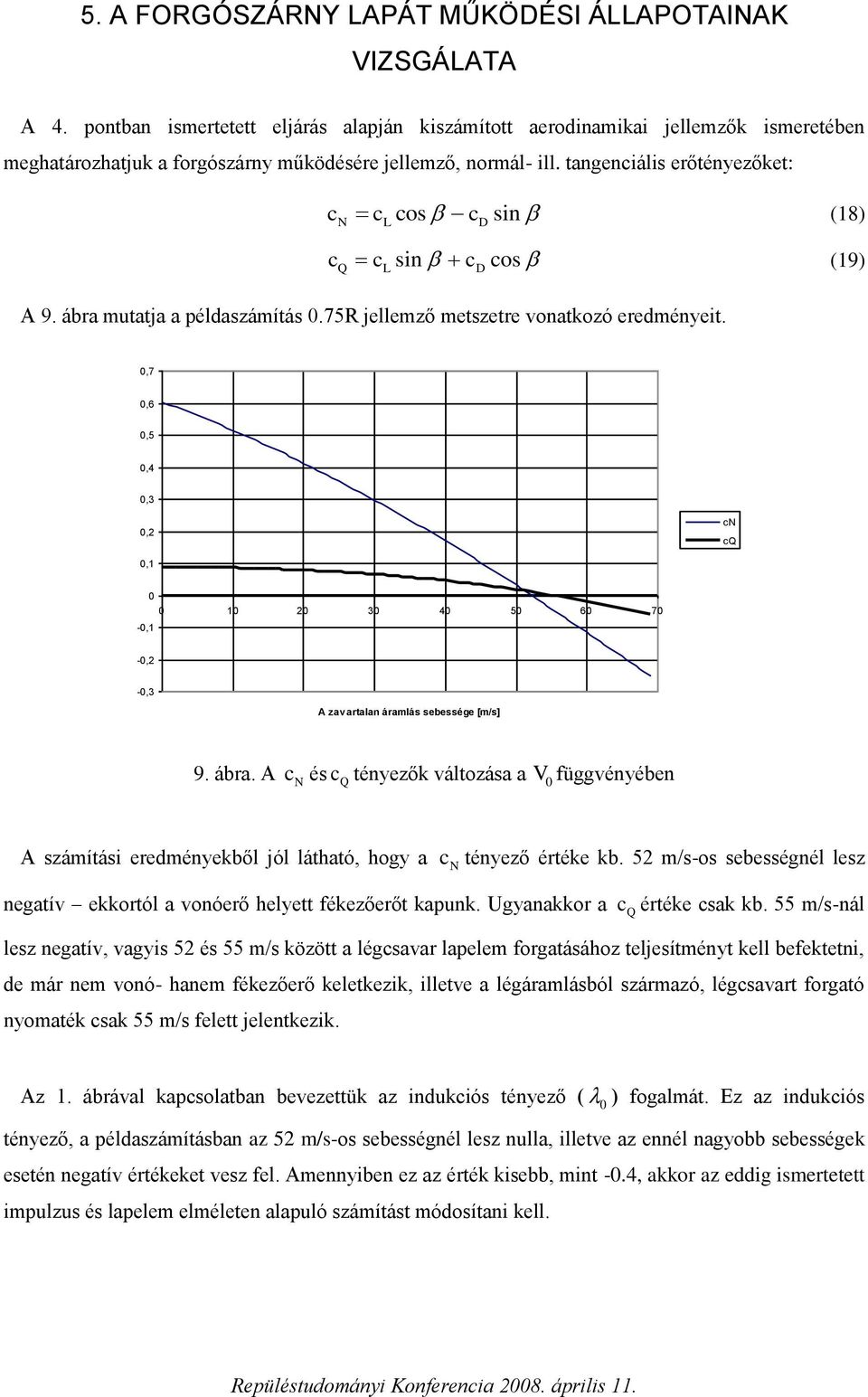 tangenciális erőtényezőket: c c cos c sin (18) N L c c sin c cos (19) Q L A 9. ábra mutatja a példaszámítás.75r jellemző metszetre vonatkozó eredményeit.