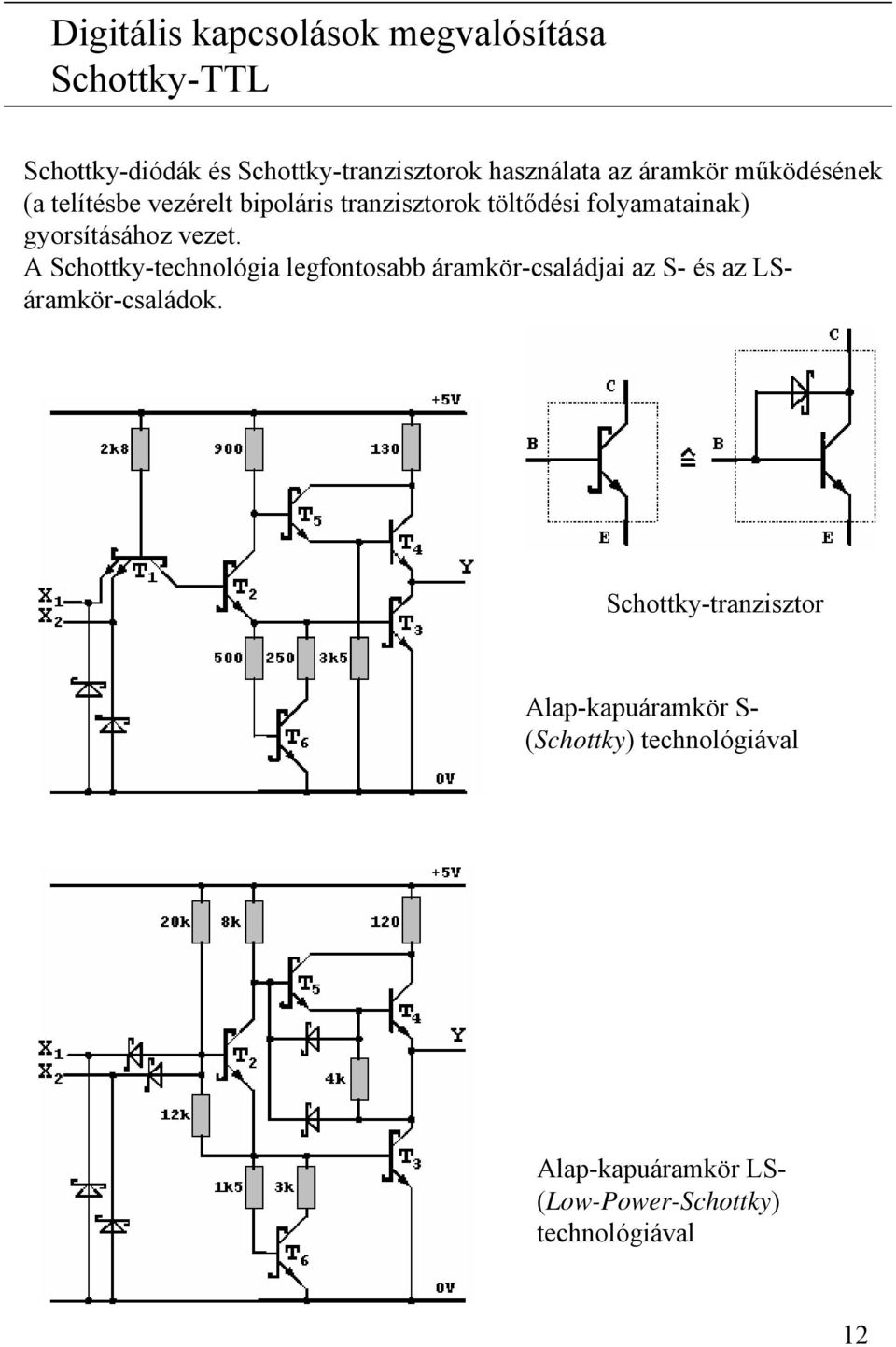 A Schottky-technológia legfontosabb áramkör-családjai az S- és az LSáramkör-családok.