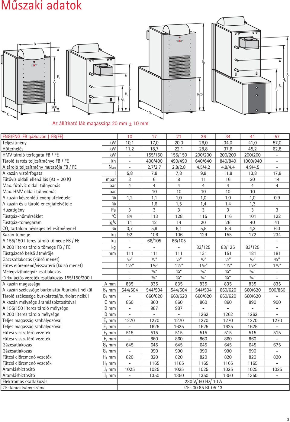 mutatója FB / FE NL60-2,7/2,7 2,8/2,8 4,5/4,2 4,8/4,4 4,9/4,5 - A kazán víztérfogata l 5,8 7,8 7,8 9,8 11,8 13,8 17,8 Fûtõvíz oldali ellenállás ( t = 20 K) mbar 3 6 8 11 16 20 14 Max.