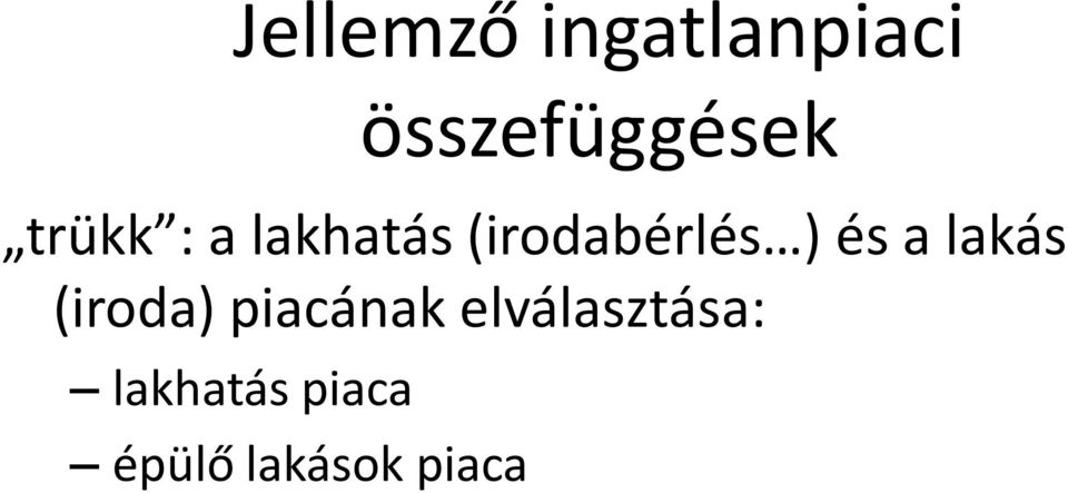 a lakás (iroda) piacának