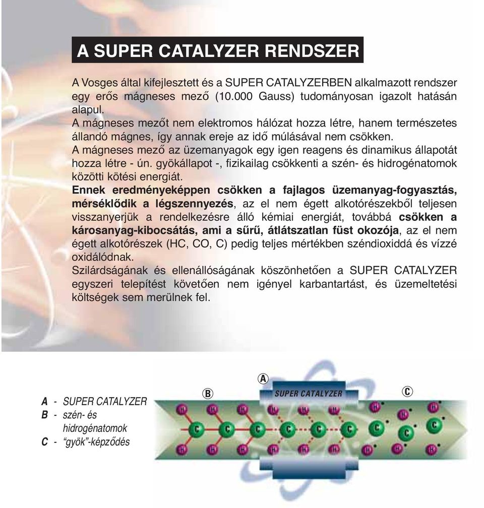 A mágneses mező az üzemanyagok egy igen reagens és dinamikus állapotát hozza létre - ún. gyökállapot -, fizikailag csökkenti a szén- és hidrogénatomok közötti kötési energiát.