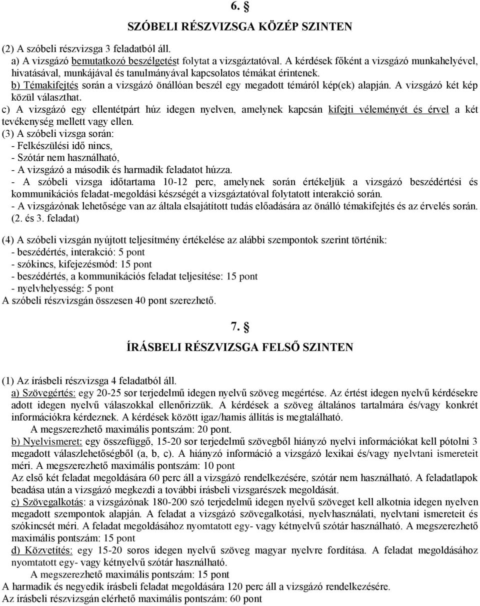 b) Témakifejtés során a vizsgázó önállóan beszél egy megadott témáról kép(ek) alapján. A vizsgázó két kép közül választhat.