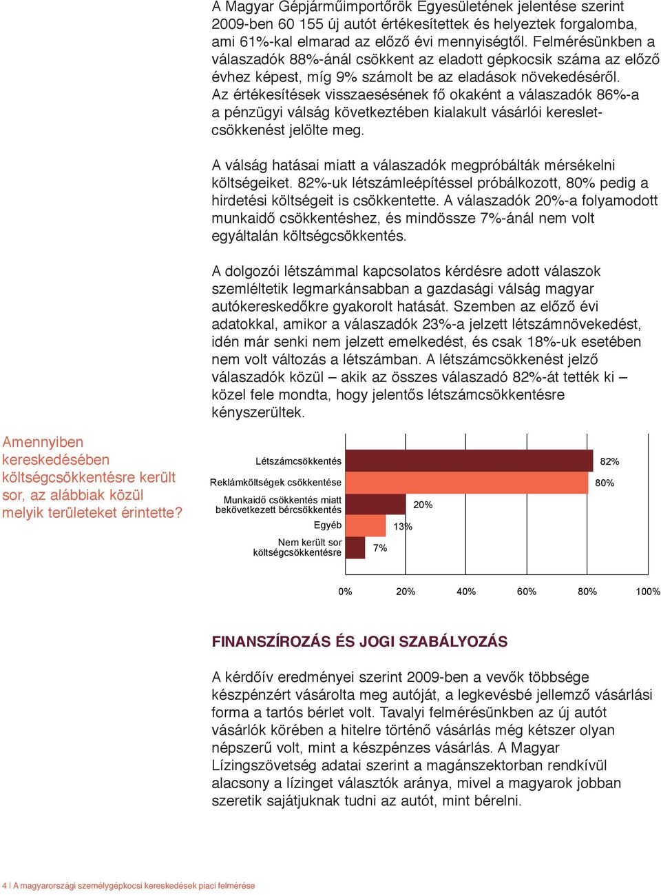 Az értékesítések visszaesésének fő okaként a válaszadók 86%-a a pénzügyi válság következtében kialakult vásárlói keresletcsökkenést jelölte meg.