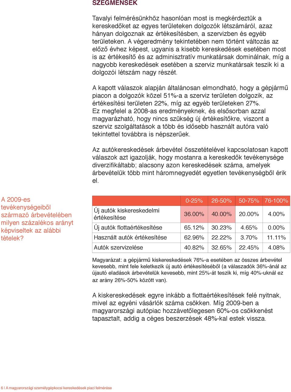 kereskedések esetében a szerviz munkatársak teszik ki a dolgozói létszám nagy részét.