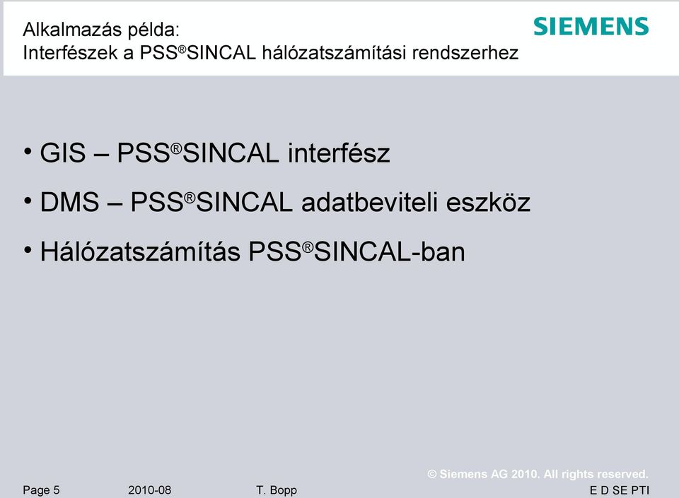 SINCAL interfész DMS PSS SINCAL