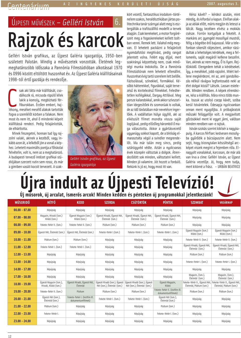 Életének legmeghatározóbb időszaka a Pannónia Filmstúdióban alkotással 1970 és 0996 között eltöltött huszonhat év. Az Újpest Galéria kiállításainak 1998-tól értő gazdája és rendezője.