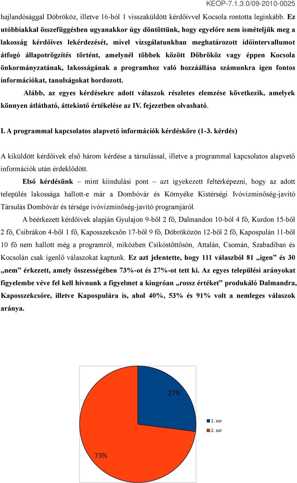 állapotrögzítés történt, amelynél többek között Döbrököz vagy éppen Kocsola önkormányzatának, lakosságának a programhoz való hozzáállása számunkra igen fontos információkat, tanulságokat hordozott.