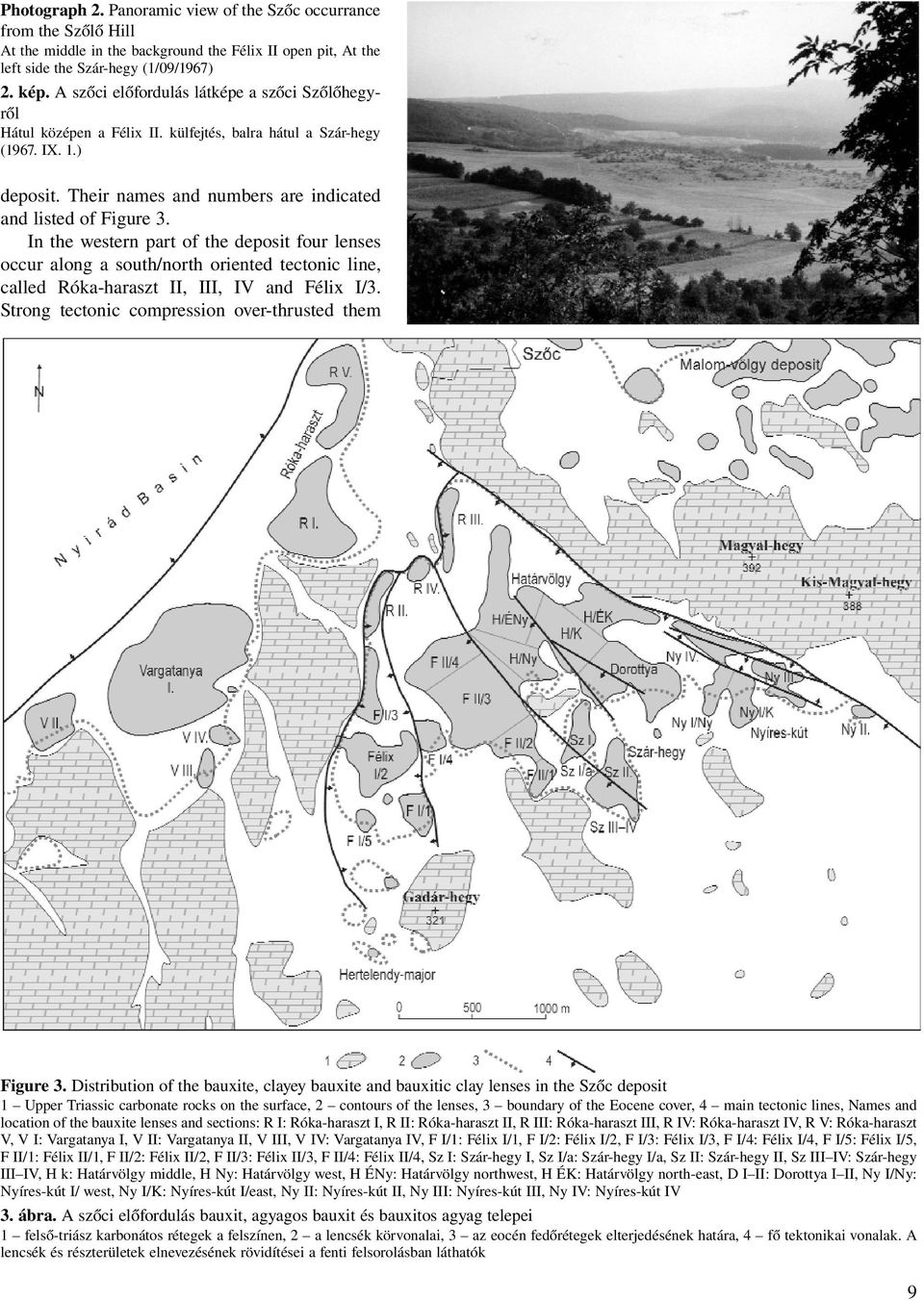 In the western part of the deposit four lenses occur along a south/north oriented tectonic line, called Róka-haraszt II, III, IV and Félix I/3. Strong tectonic compression over-thrusted them Figure 3.