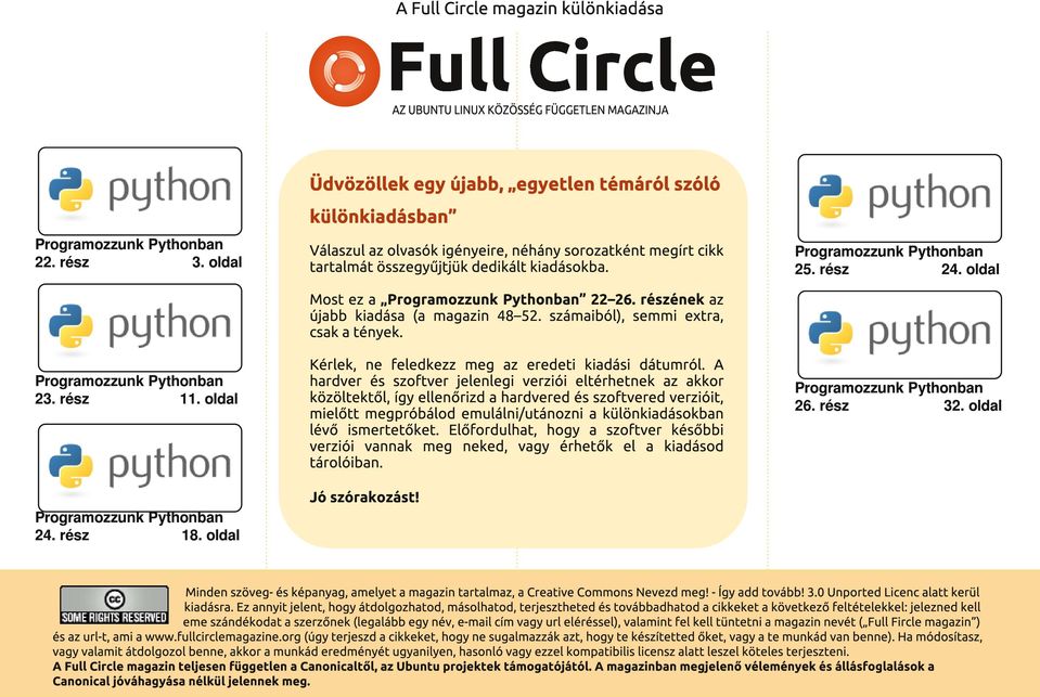 rész 24. oldal Most ez a Programozzunk Pythonban 22 26. részének az újabb kiadása (a magazin 48 52. számaiból), semmi extra, csak a tények. Programozzunk Pythonban 23. rész 1 1.