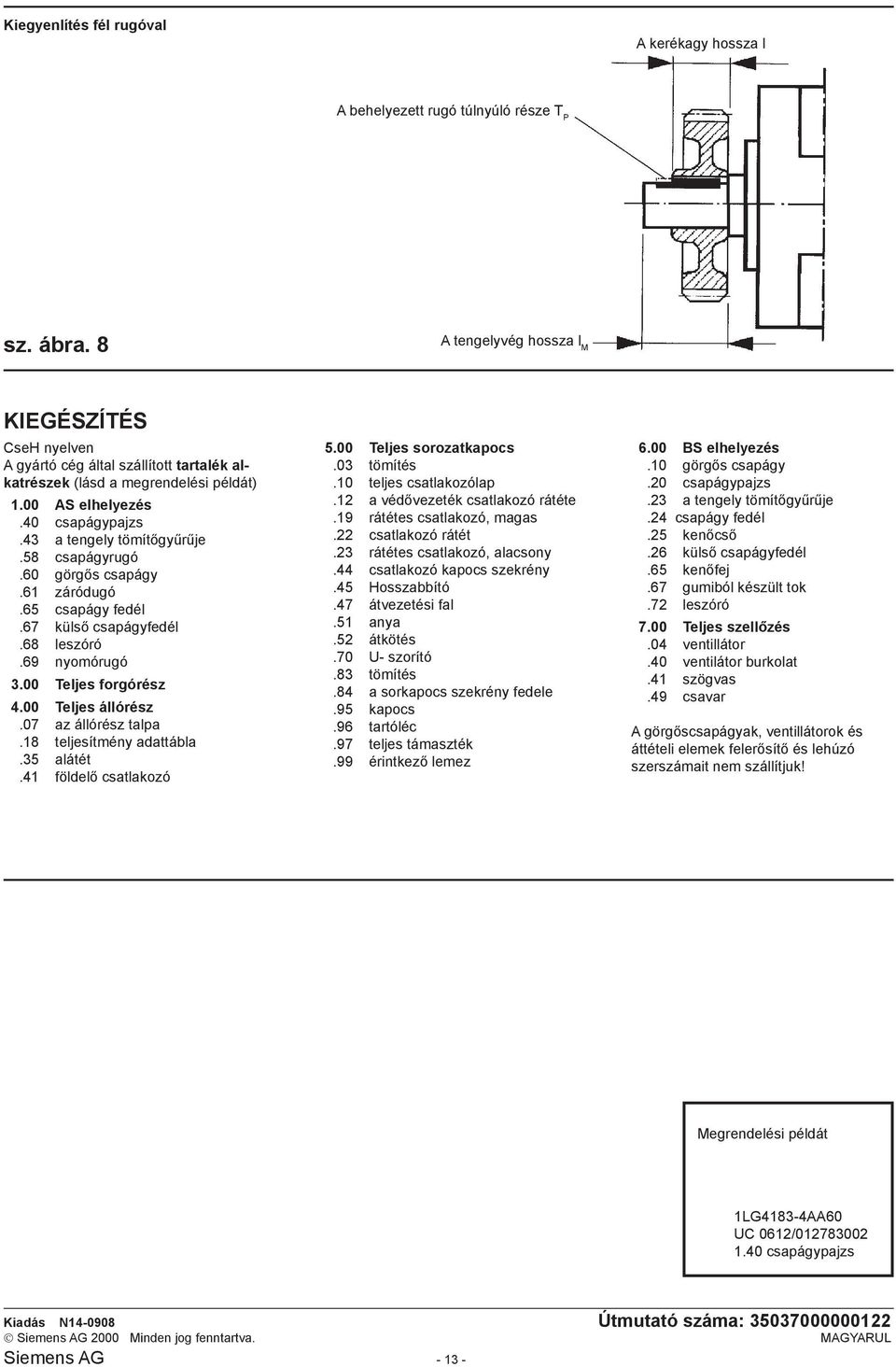 58 csapágyrugó.60 görgős csapágy.61 záródugó.65 csapágy fedél.67 külső csapágyfedél.68 leszóró.69 nyomórugó 3.00 Teljes forgórész 4.00 Teljes állórész.07 az állórész talpa.18 teljesítmény adattábla.