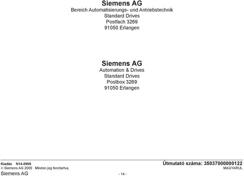 91050 Erlangen Siemens AG Automation & Drives