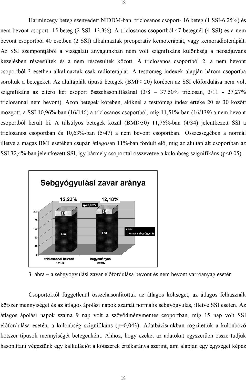 Az SSI szempontjából a vizsgálati anyagunkban nem volt szignifikáns különbség a neoadjuváns kezelésben részesültek és a nem részesültek között.