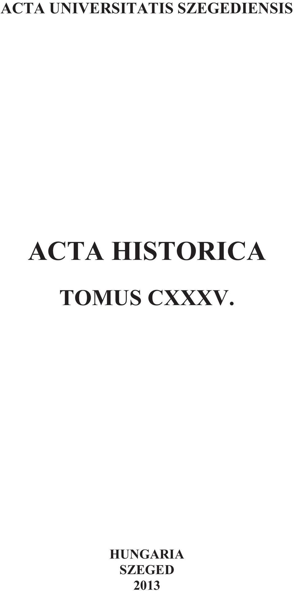 HISTORICA TOMUS