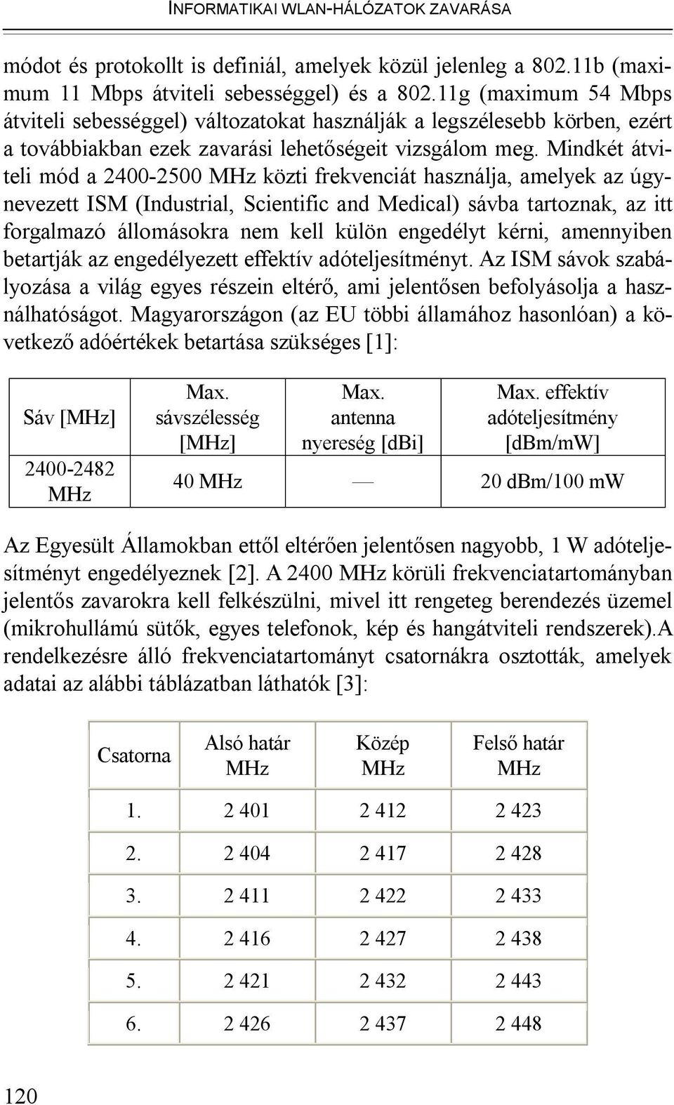 Mindkét átviteli mód a 2400-2500 MHz közti frekvenciát használja, amelyek az úgynevezett ISM (Industrial, Scientific and Medical) sávba tartoznak, az itt forgalmazó állomásokra nem kell külön