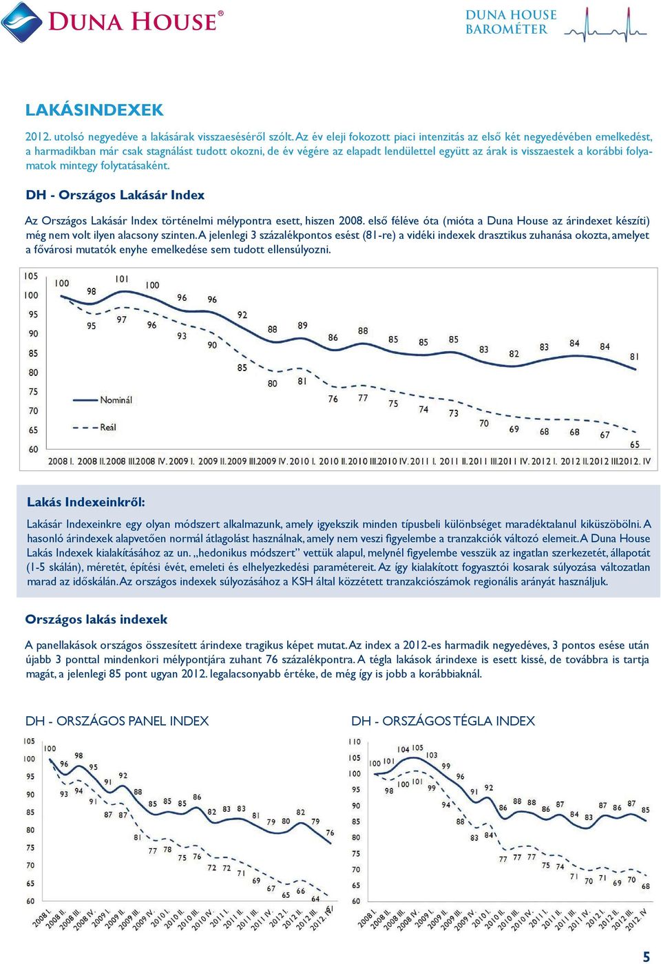 folyamatok mintegy folytatásaként. DH - Országos Lakásár Index Az Országos Lakásár Index történelmi mélypontra esett, hiszen 2008.