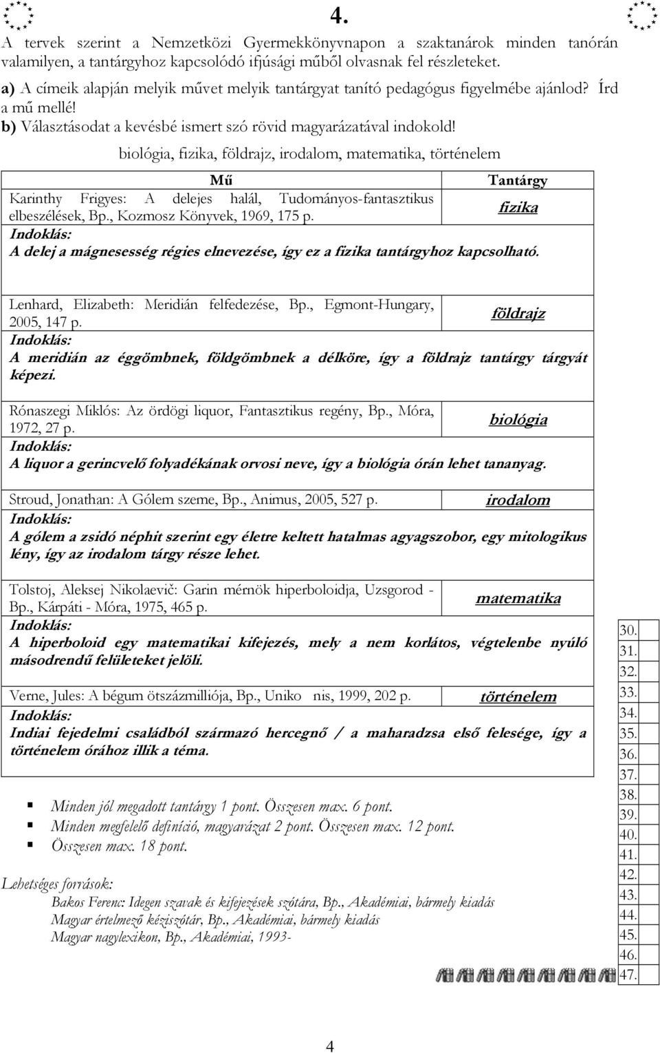 biológia, fizika, földrajz, irodalom, matematika, történelem Mű Tantárgy Karinthy Frigyes: A delejes halál, Tudományos-fantasztikus fizika elbeszélések, Bp., Kozmosz Könyvek, 1969, 175 p.