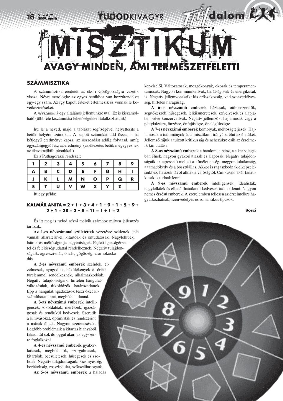 Ez is kiszámolható (többféle kiszámolási lehetõségekkel találkozhatunk) Írd le a neved, majd a táblázat segítségével helyettesíts a betûk helyére számokat.