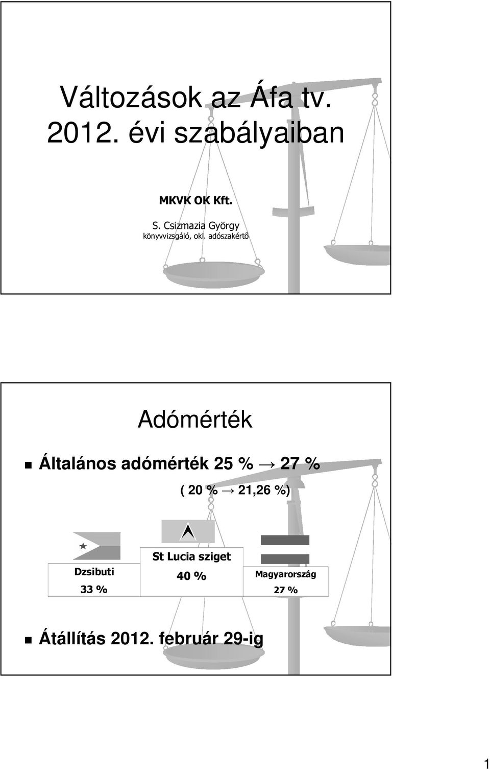 adószakértő Adómérték Általános adómérték 25 % 27 % ( 20 %