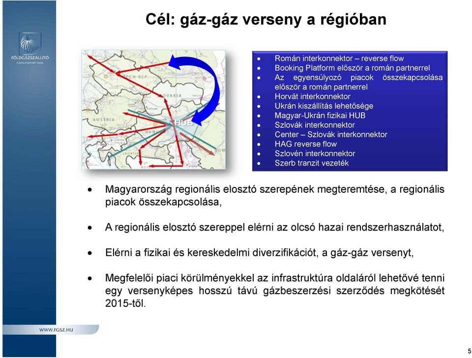 Magyarország regionális elosztó szerepének megteremtése, a regionális piacok összekapcsolása, A regionális elosztó szereppel elérni az olcsó hazai rendszerhasználatot, Elérni a fizikai és