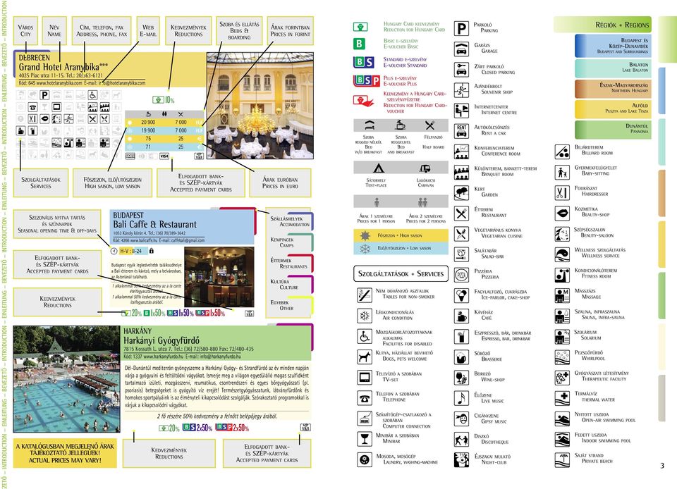 com 10% a szolgáltatások services szezonális NyITVA TARTás és szünnapok seasonal OPENING TIME & OFF-dAys ELFOGAdOTT BANKés szép-kártyák ACCEPTEd PAyMENT CARds KEdVEzMéNyEK REduCTIONs CíM, TELEFON,