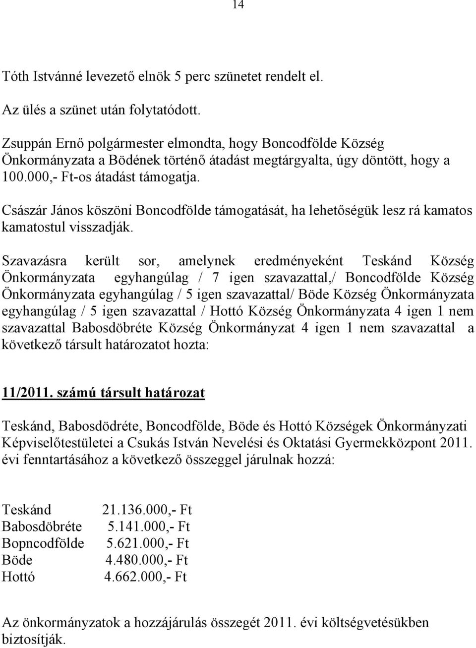 Császár János köszöni Boncodfölde támogatását, ha lehetőségük lesz rá kamatos kamatostul visszadják.