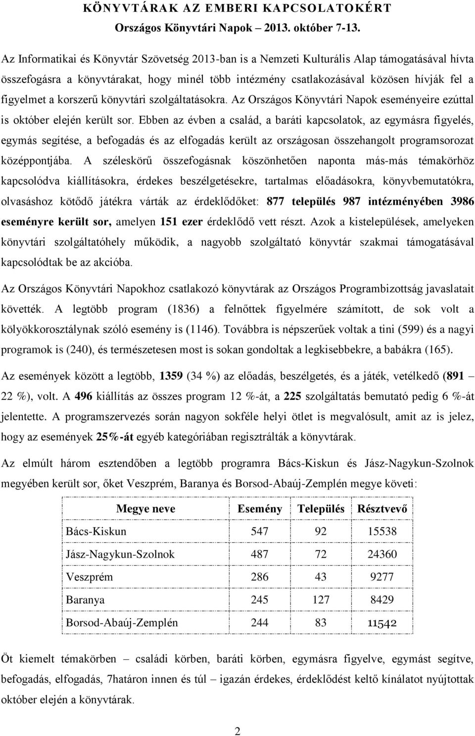 korszerű könyvtári szolgáltatásokra. Az Országos Könyvtári Napok eseményeire ezúttal is október elején került sor.