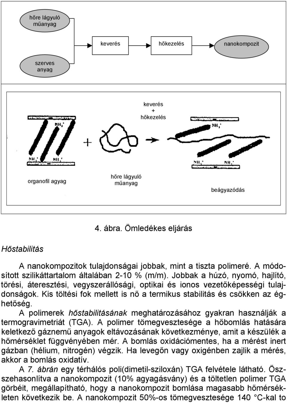 Jobbak a húzó, nyomó, hajlító, törési, áteresztési, vegyszerállósági, optikai és ionos vezetőképességi tulajdonságok. Kis töltési fok mellett is nő a termikus stabilitás és csökken az éghetőség.