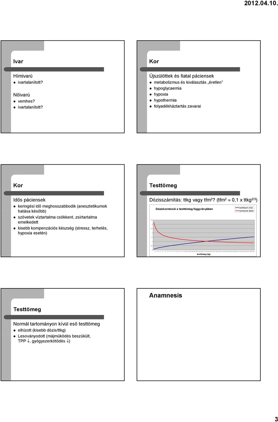 Újszülöttek és fiatal páciensek metabolizmus és kiválasztás éretlen hypoglycaemia hypoxia hypothermia folyadékháztartás zavarai Kor Testtömeg Idős páciensek keringési idő meghosszabbodik