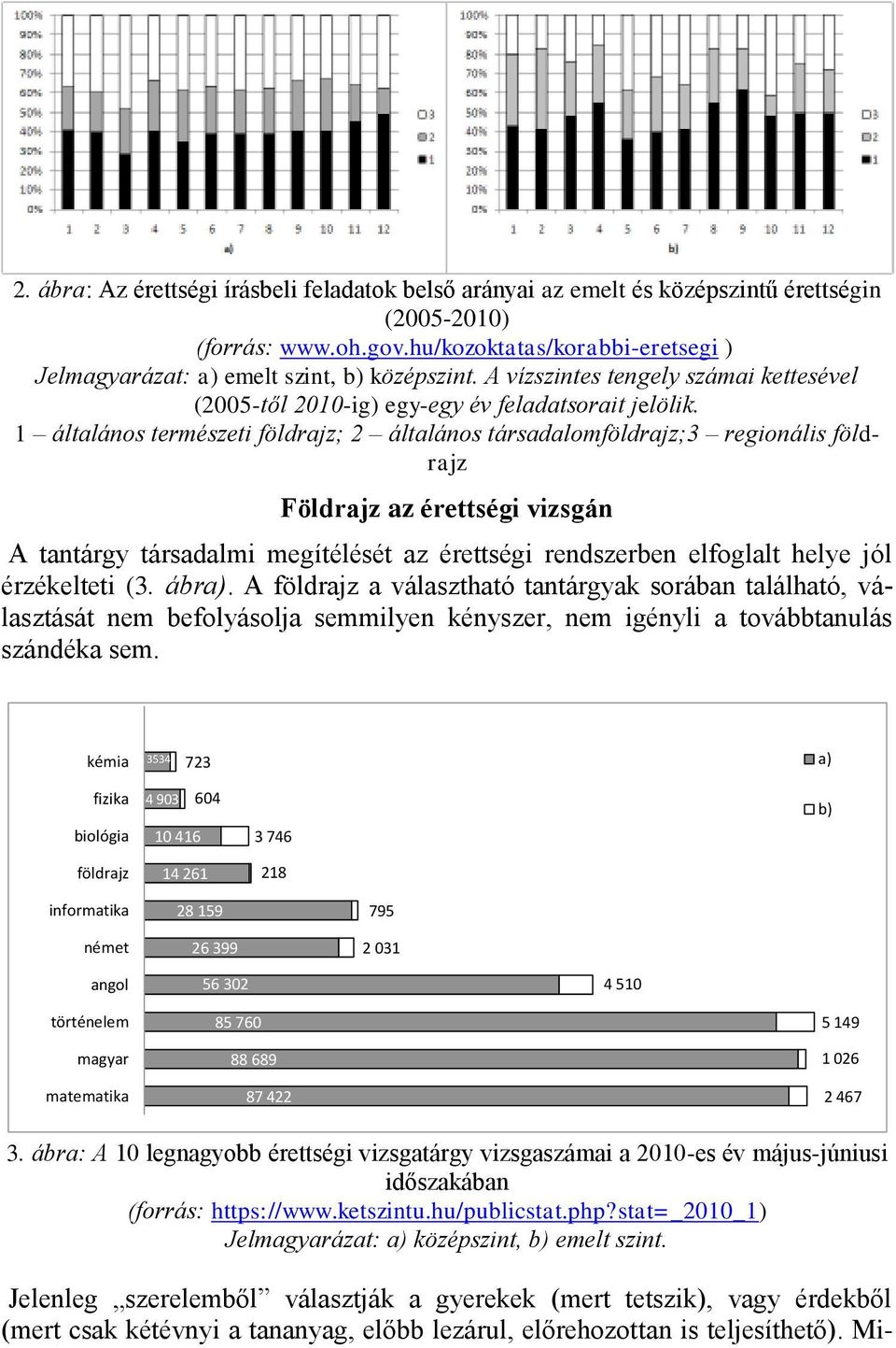 1 általános természeti földrajz; 2 általános társadalomföldrajz;3 regionális földrajz Földrajz az érettségi vizsgán A tantárgy társadalmi megítélését az érettségi rendszerben elfoglalt helye jól