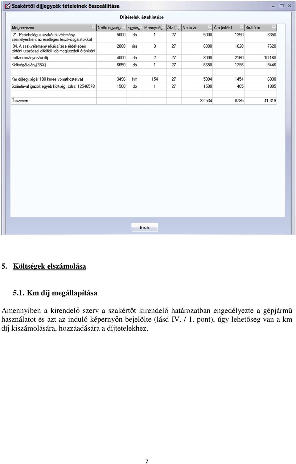 kirendelő határozatban engedélyezte a gépjármű használatot és azt az