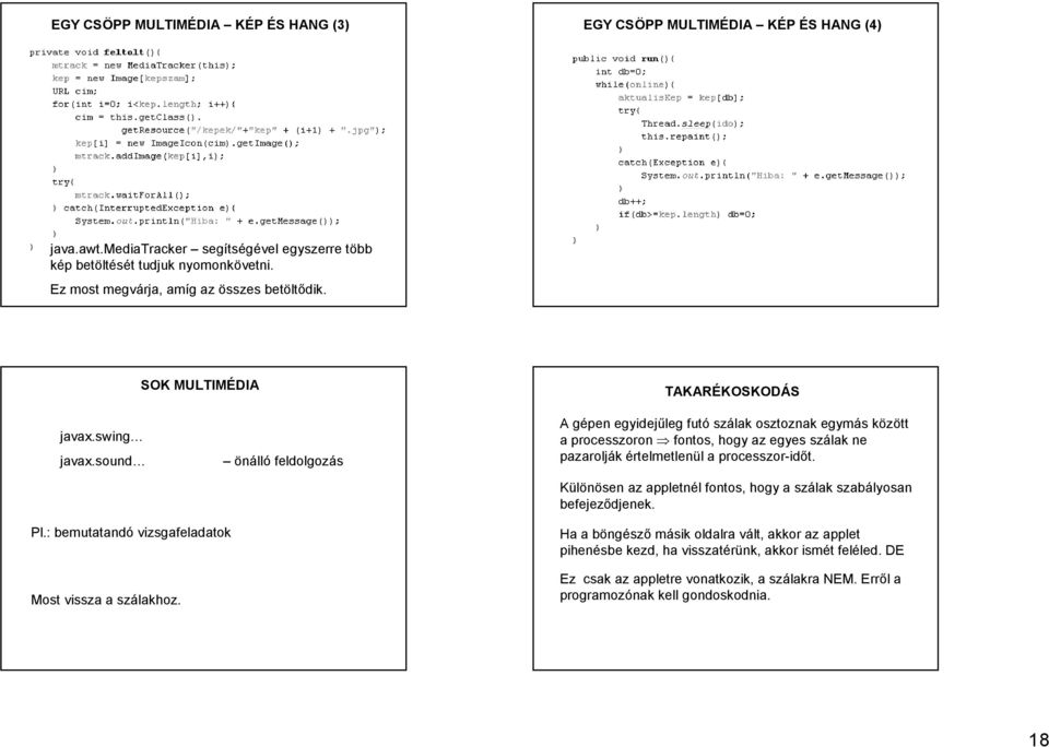 sound önálló feldolgozás A gépen egyidejűleg futó szálak osztoznak egymás között a processzoron fontos, hogy az egyes szálak ne pazarolják értelmetlenül a processzor-időt.