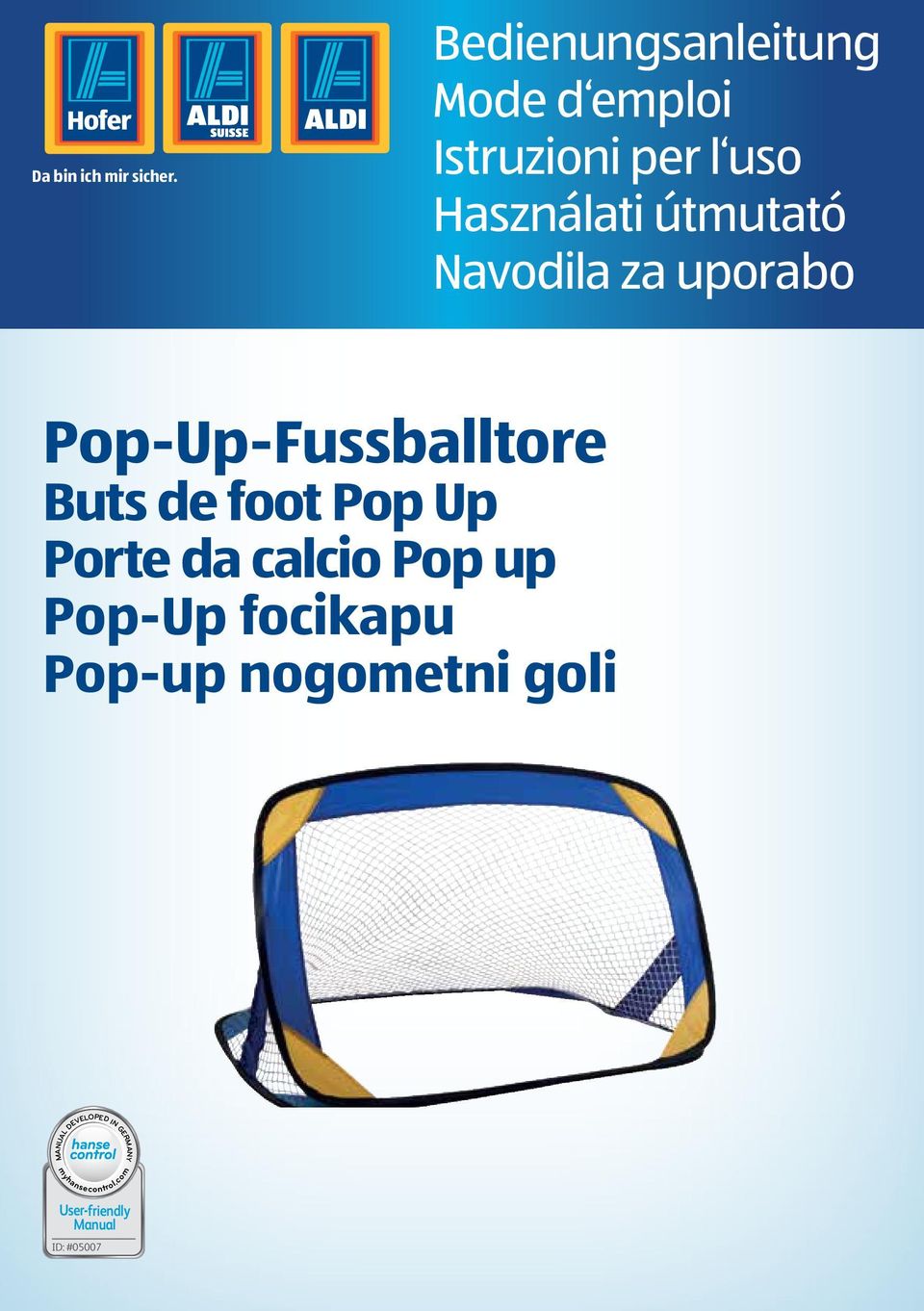 Navodila za uporabo Pop-Up-Fussballtore Buts de foot Pop Up Porte da