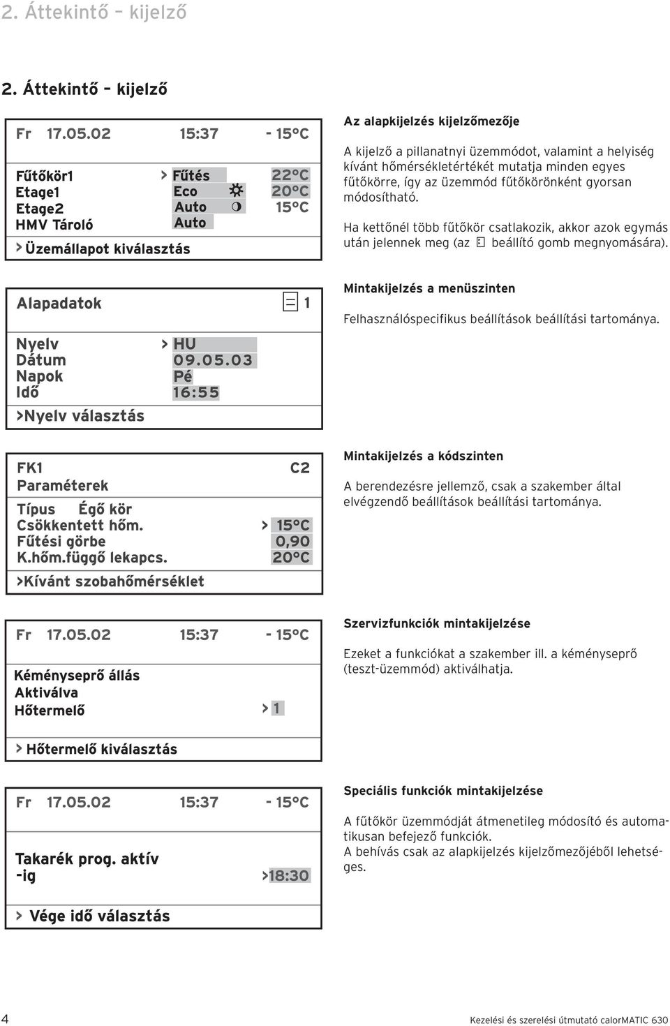 módosítható. Ha kettőnél több fűtőkör csatlakozik, akkor azok egymás után jelennek meg (az beállító gomb megnyomására).