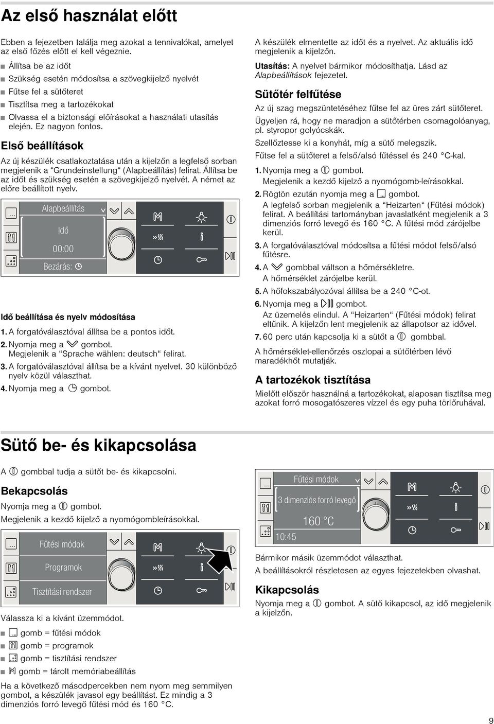 Ez nagyon fontos. Első beállítások Az új készülék csatlakoztatása után a kijelzőn a legfelső sorban megjelenik a Grundeinstellung (Alapbeállítás) felirat.