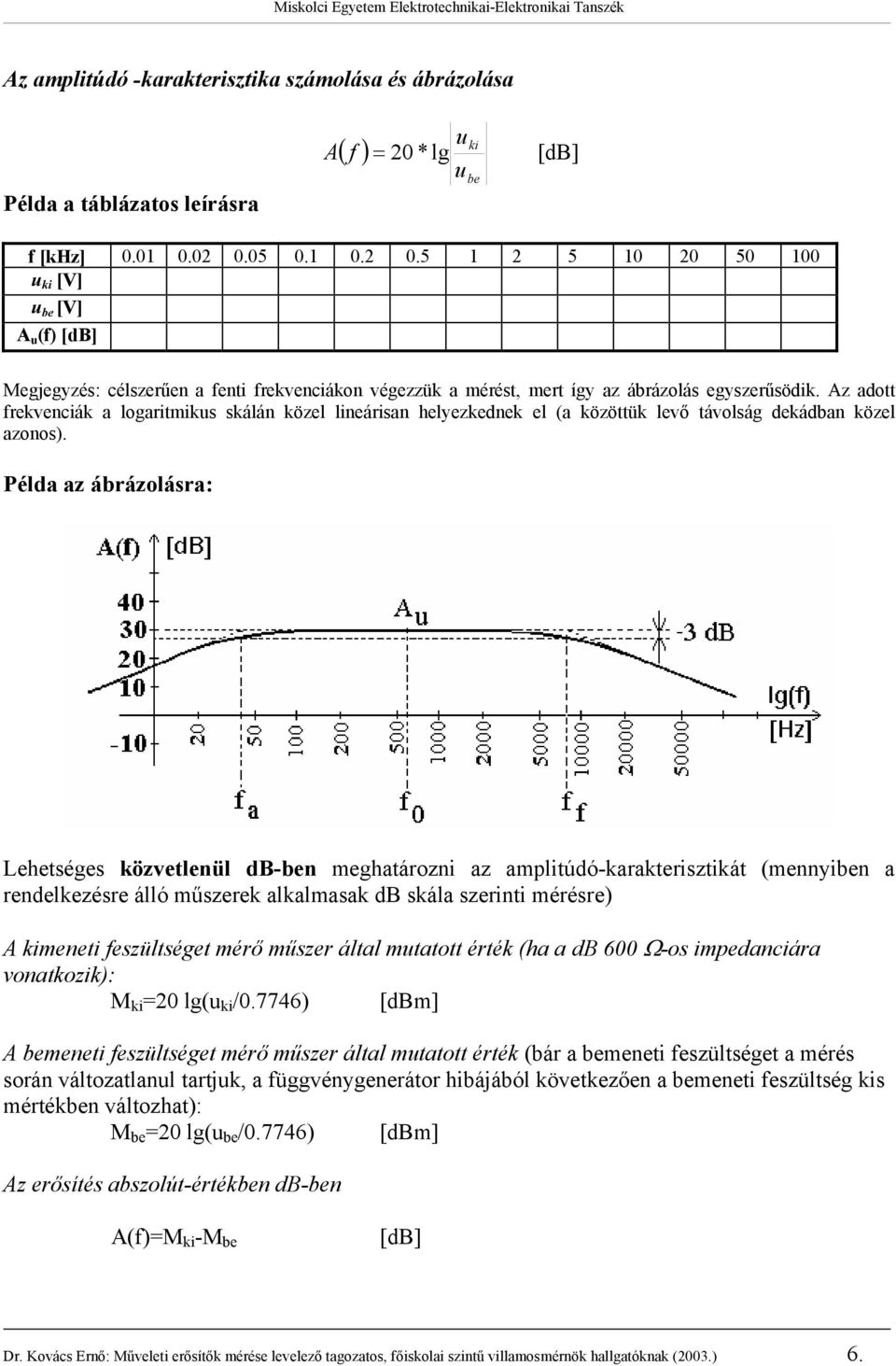 z adott frekvenciák a logaritmikus skálán közel lineárisan helyezkednek el (a közöttük levő távolság dekádban közel azonos).