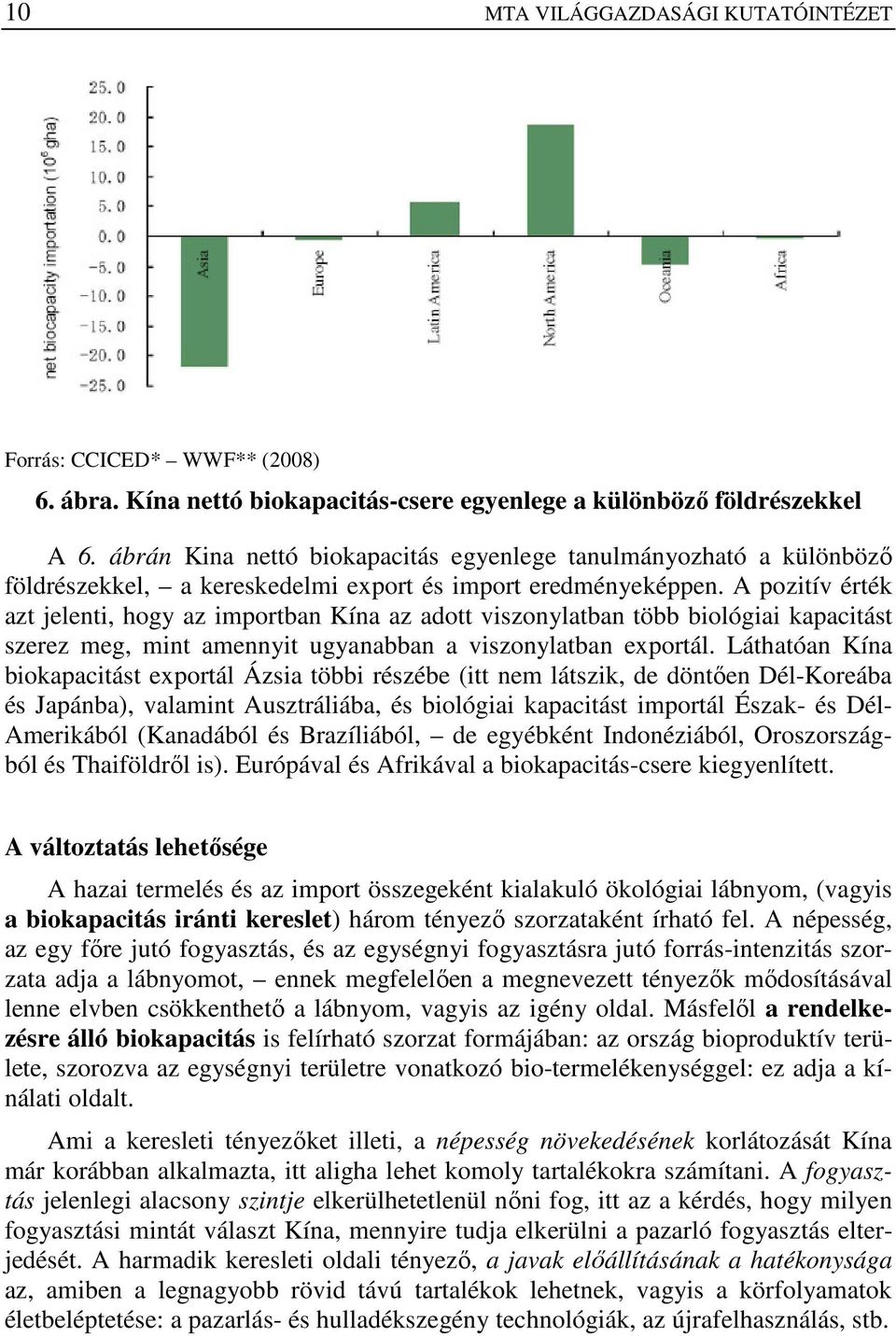 A pozitív érték azt jelenti, hogy az importban Kína az adott viszonylatban több biológiai kapacitást szerez meg, mint amennyit ugyanabban a viszonylatban exportál.