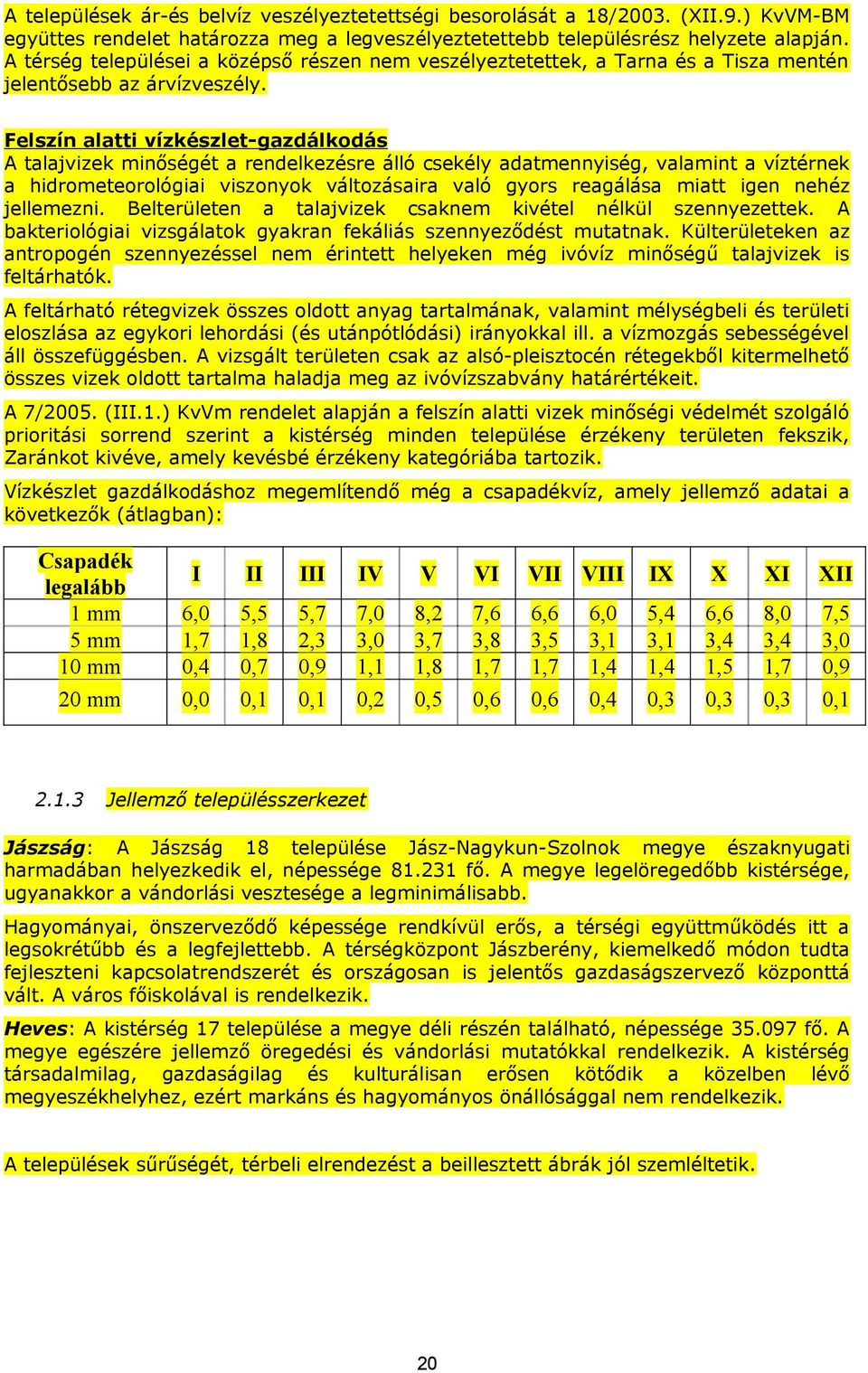 Felszín alatti vízkészlet-gazdálkodás A talajvizek minőségét a rendelkezésre álló csekély adatmennyiség, valamint a víztérnek a hidrometeorológiai viszonyok változásaira való gyors reagálása miatt