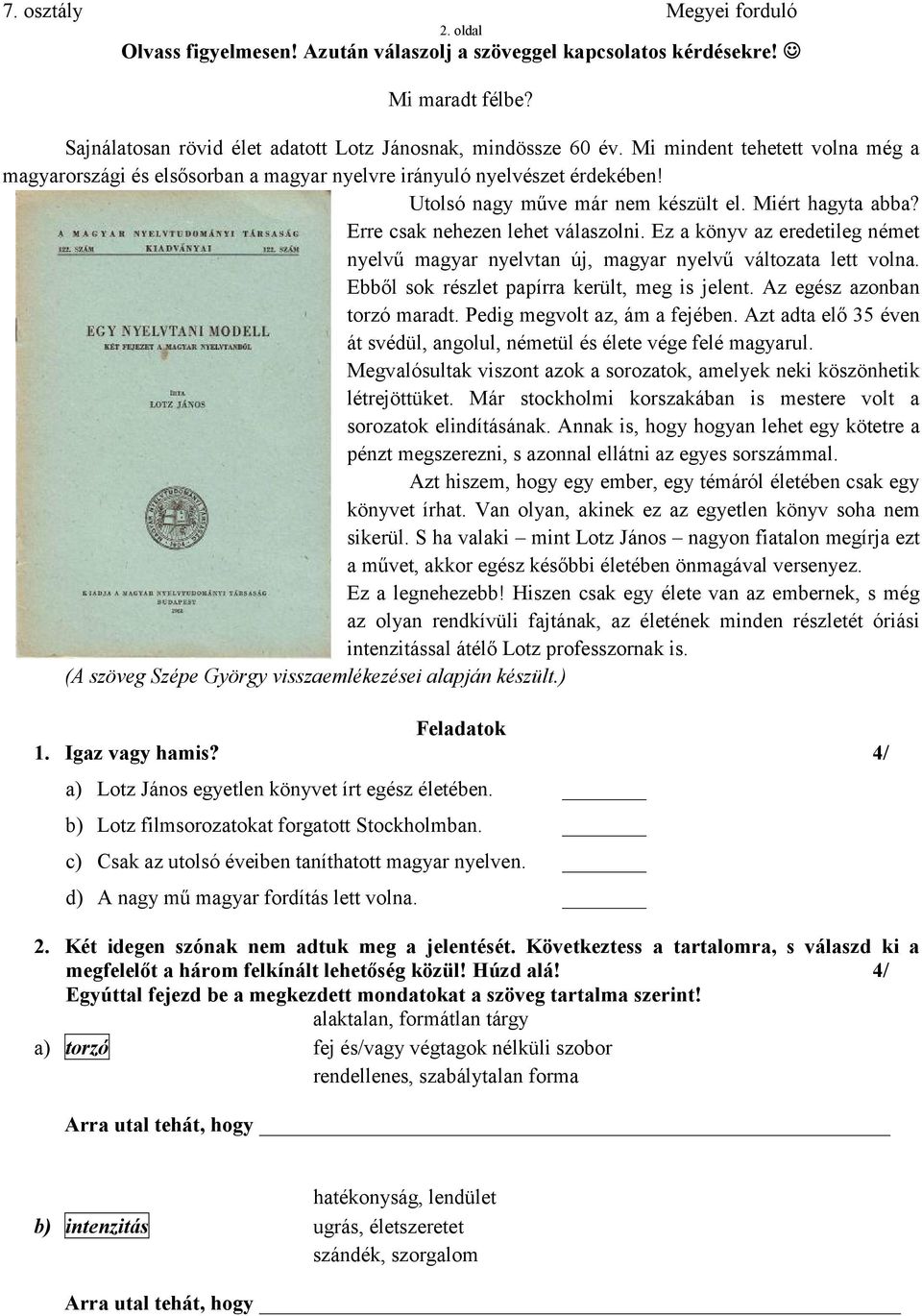 Ez a könyv az eredetileg német nyelvű magyar nyelvtan új, magyar nyelvű változata lett volna. Ebből sok részlet papírra került, meg is jelent. Az egész azonban torzó maradt.