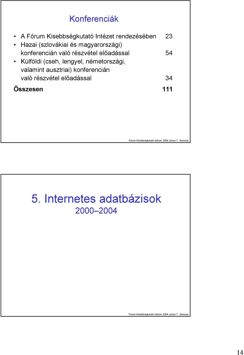 Külföldi (cseh, lengyel, németországi, valamint ausztriai) konferencián