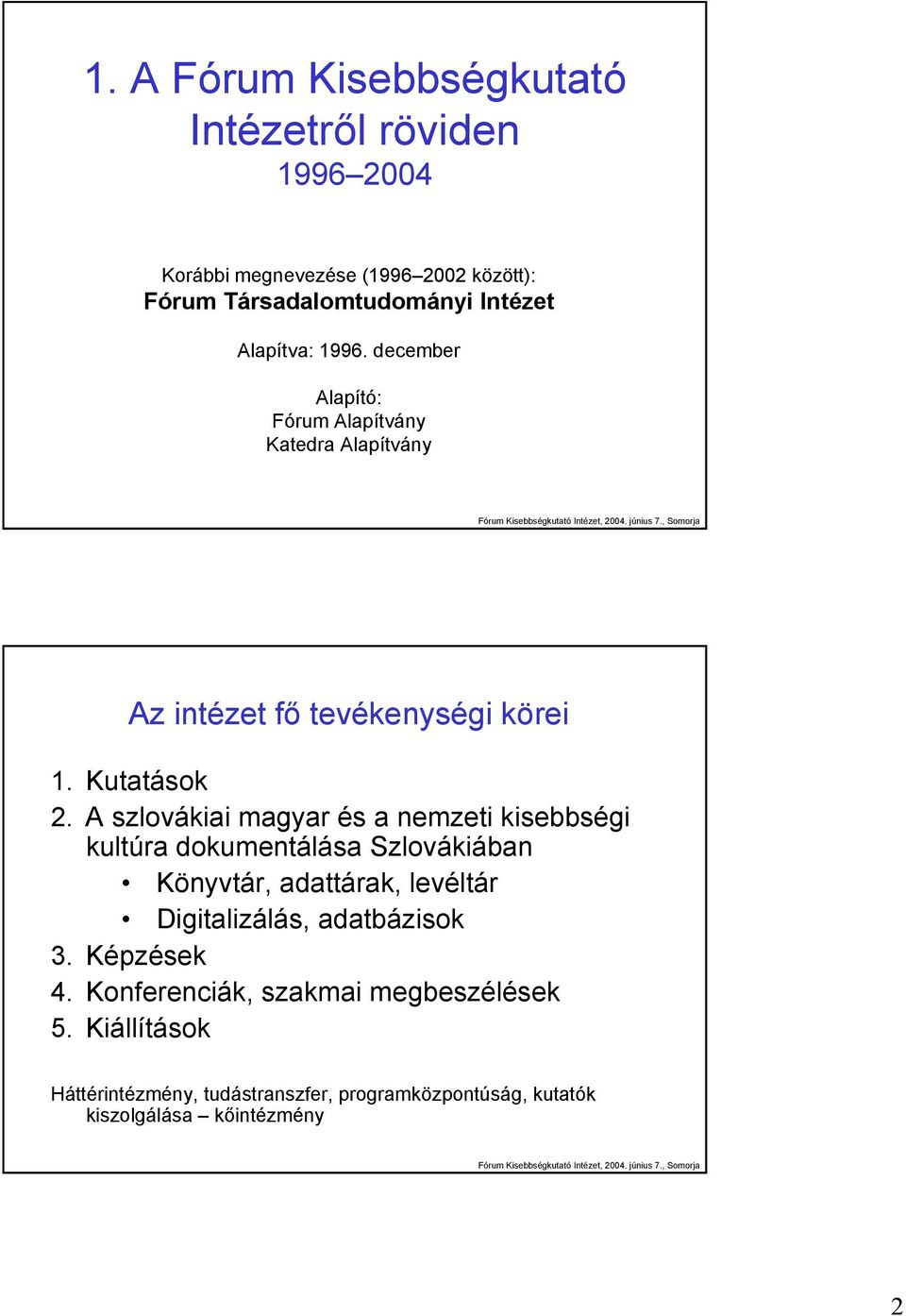 A szlovákiai magyar és a nemzeti kisebbségi kultúra dokumentálása Szlovákiában Könyvtár, adattárak, levéltár Digitalizálás,