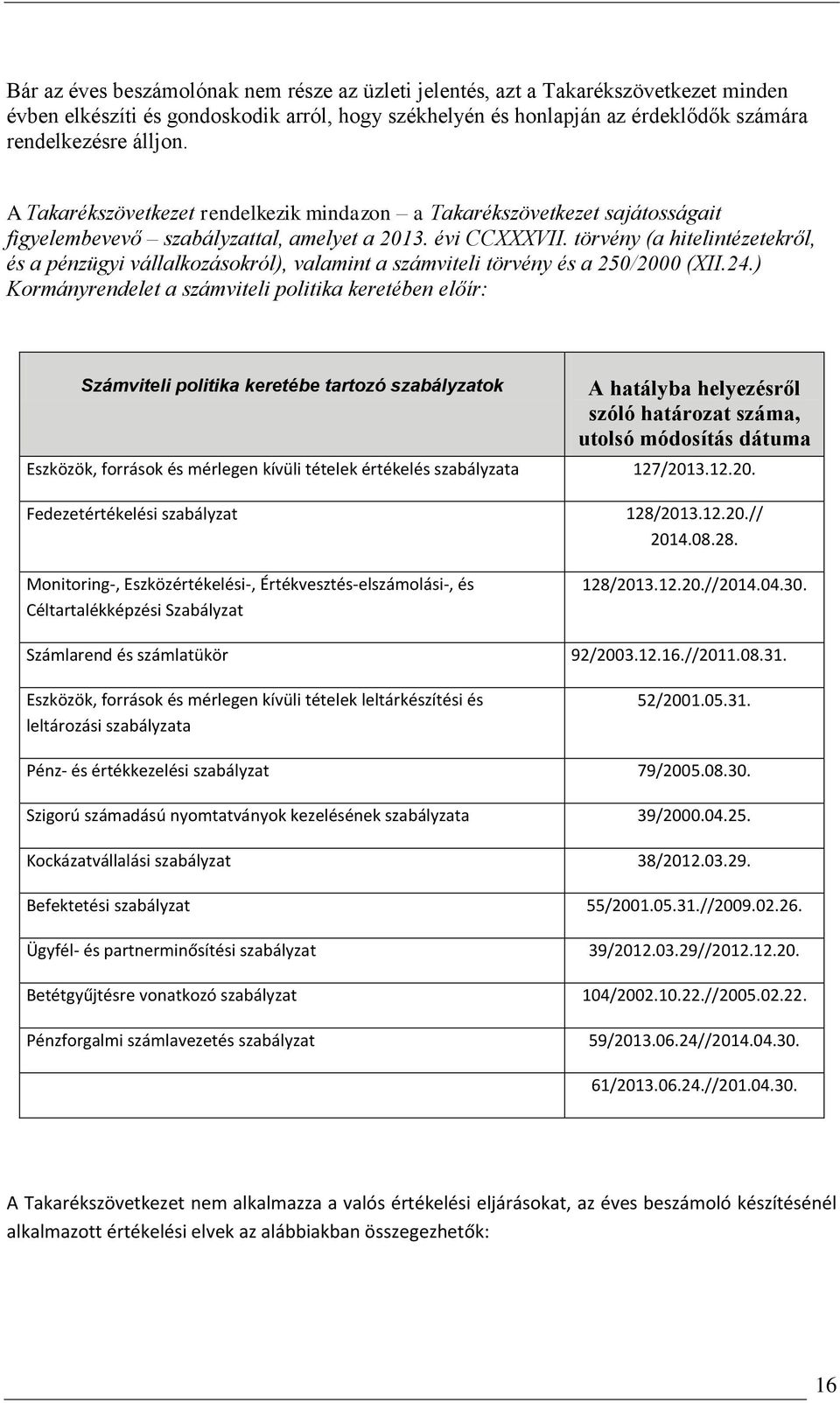 törvény (a hitelintézetekről, és a pénzügyi vállalkozásokról), valamint a számviteli törvény és a 250/2000 (XII.24.